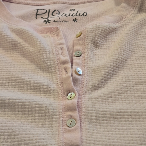 PJ Studio Pink Blue Cupcake Pajama Set Pink Top Drawstring Pants Women size L - Picture 11 of 16